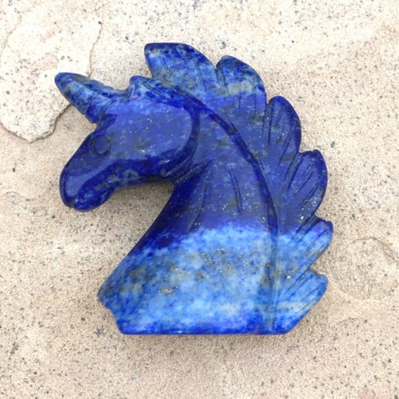 Genuine Lapis Lazuli Unicorn Palm Stone Figurine - Picture 10 of 16